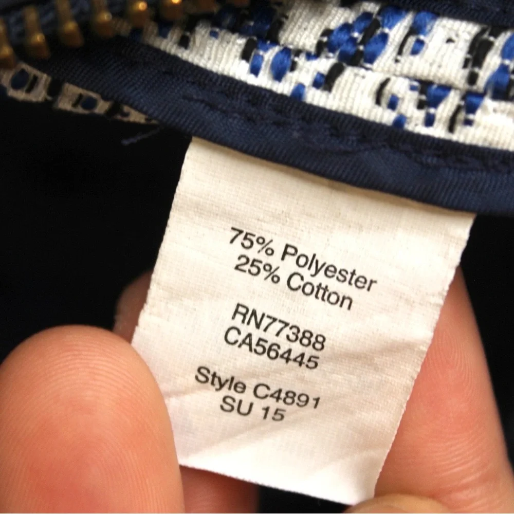 J. Crew Navy and White Heart Textured Jacquard Zip-Up Jacket Blazer